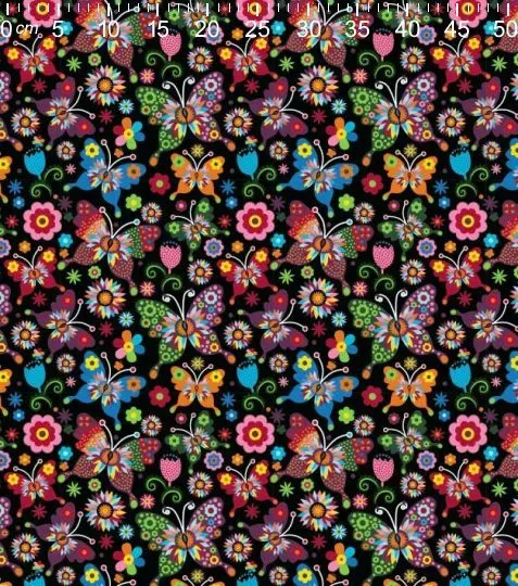 Nahřívací polštářek květinový motýl na černé