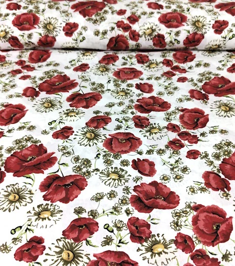 Nahřívací polštářek vlčí máky na bílé