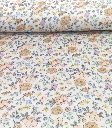 Dětské mušelínové pleny sada směs květin na smetanové