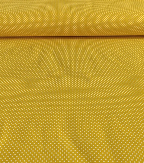 Bavlněná látka puntíky sun yellow 2 mm