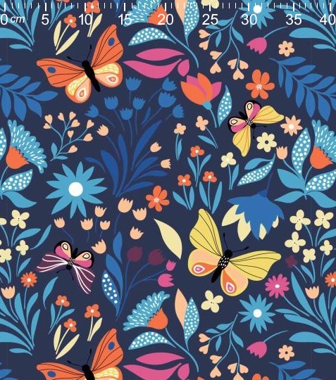 Bavlněná látka louka modrá