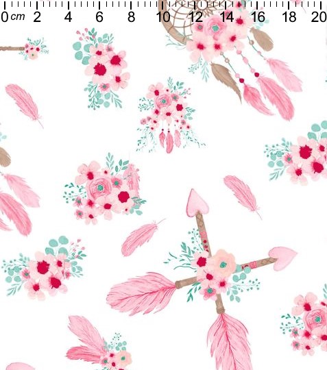 Bavlněná látka šípy a lapače růžové