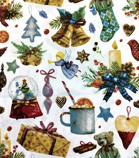 zbytek 0,85 m/ Bavlněná látka vánoční zvonky