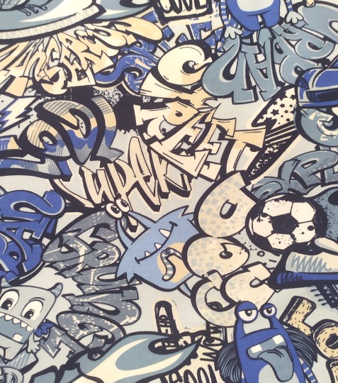 Teplákovina nepočesaná grafity modré