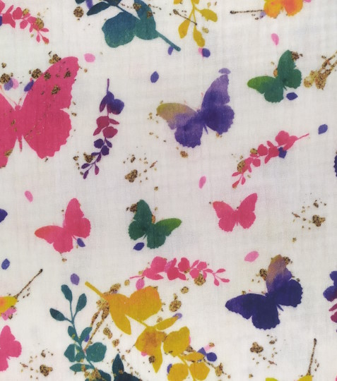 zbytek 0,60 m/ Mušelín plenkovina motýlci