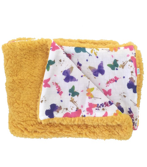 Dětská deka beránek/mušelín motýlci