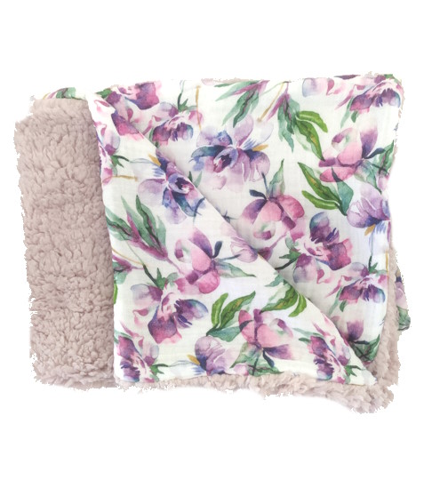 Dětská deka beránek/mušelín květy