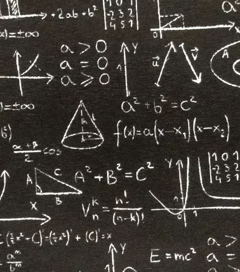 Dekorační látka matematické vzorce na černé