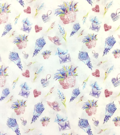 Bavlněná látka levandule v košíku