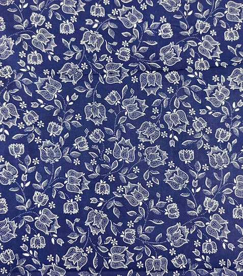 Bavlněná látka modrotisk tulipány