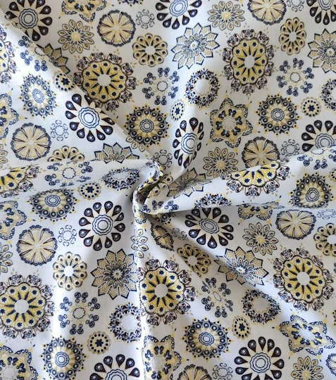 Bavlněná látka mandalky modré