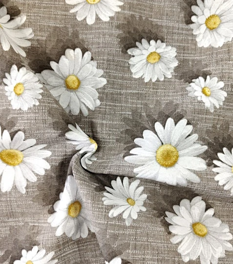 Dekorační látka kopretiny na béžové