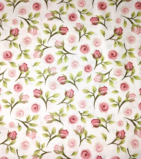 Bavlněná látka růžová poupata