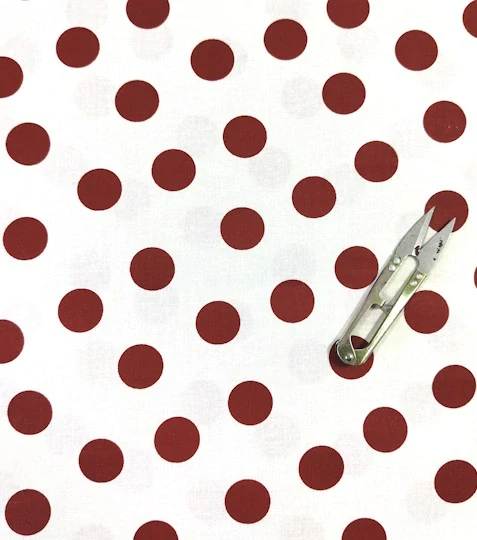 Bavlněná látka puntíky červené na bílé 2,5 cm
