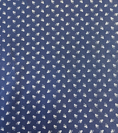 Bavlněná látka modrotisk drobné kvítky