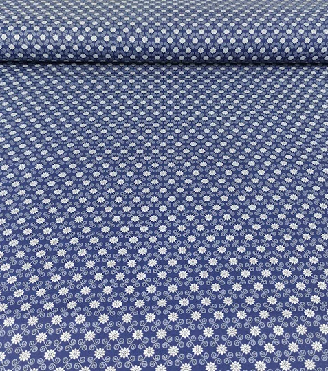 Bavlněná látka sedmikrásky mřížka modré