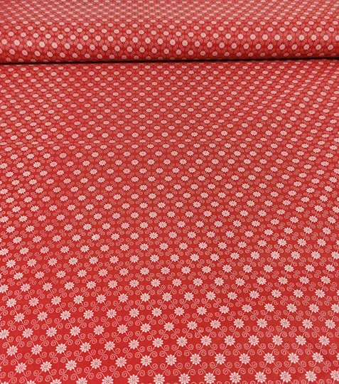 Bavlněná látka sedmikrásky mřížka červené