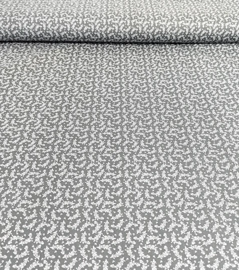 Bavlněná látka větvičky na šedé