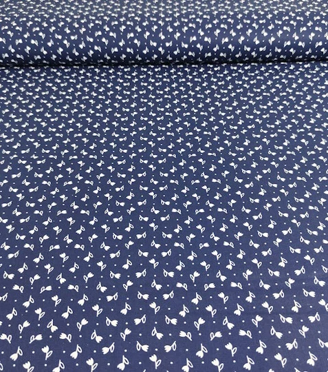 Bavlněná látka modrotisk tulipánky