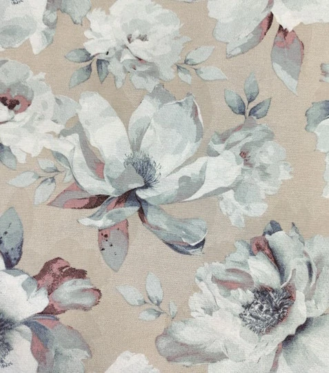 Dekorační látka pivoňky šedomodré