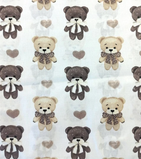 Bavlněná látka medvídci s mašlí