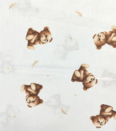 Bavlněná látka medvídek na bílé