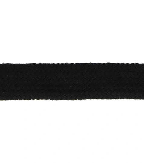 Šňůra pletená pevná černá šíře 15 mm