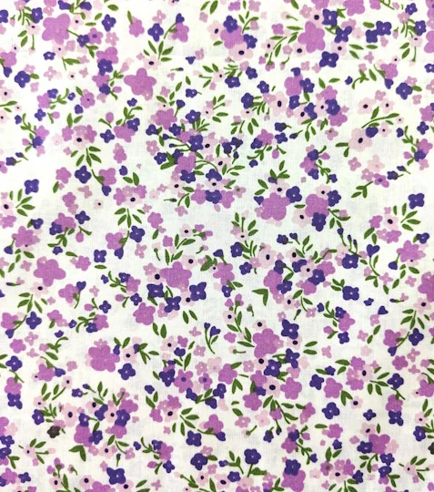 Bavlněná látka drobné kvítky fialové