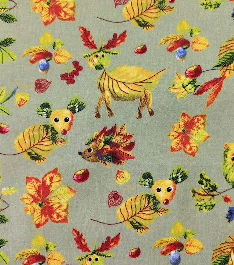 Bavlněná látka zvířátka z listí