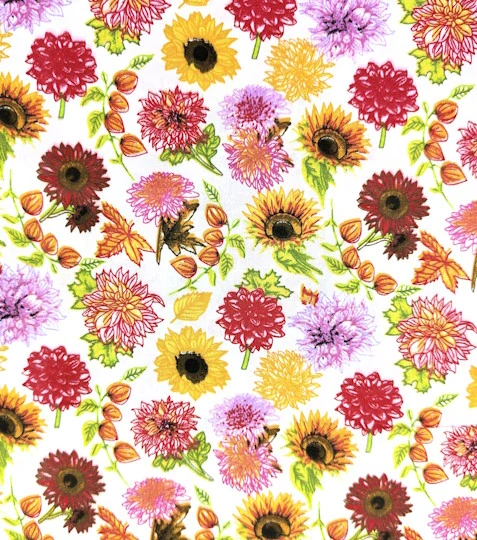 Bavlněná látka jiřiny