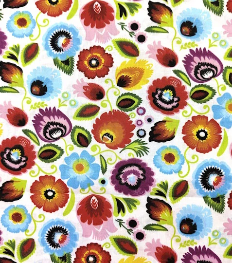 Bavlněná látka folklorní květy