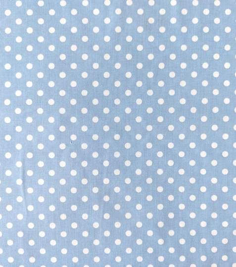 Bavlněná látka puntíky light blue 6 mm