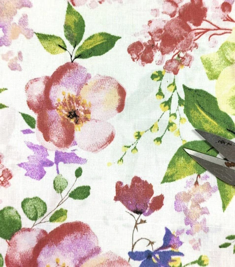 Bavlněná látka šípková růže