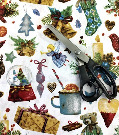 zbytek 0,85 m/ Bavlněná látka vánoční zvonky