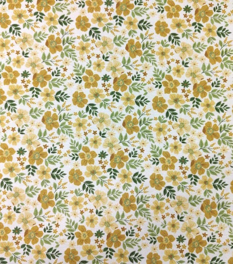 Dekorační látka digitální tisk kvítky žluté