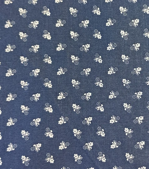 Bavlněná látka modrotisk drobné kvítky