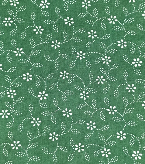 Bavlněná látka kvítky na zelené
