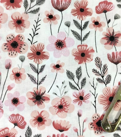 Bavlněná látka kvítky růžové