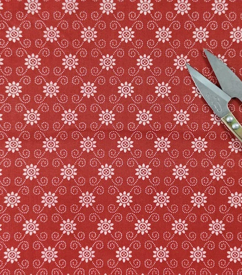 Bavlněná látka sedmikrásky mřížka červené