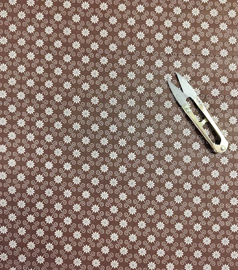 Bavlněná látka sedmikrásky mřížka hnědá