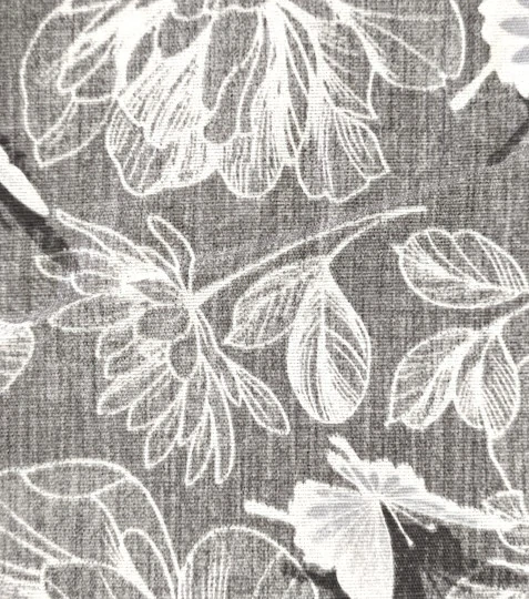 Dekorační látka květy s motýlem na šedé