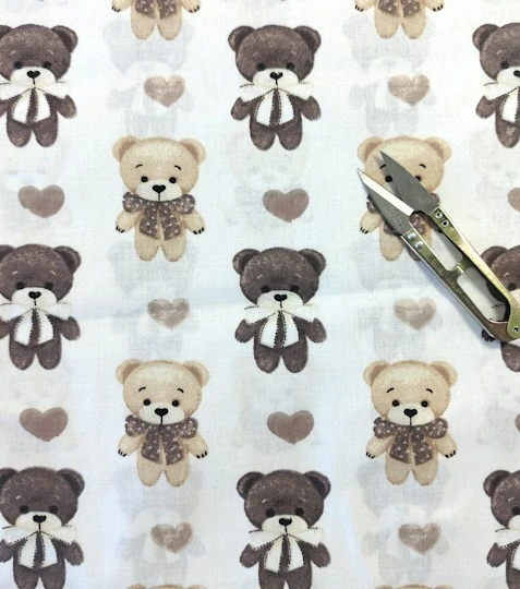Bavlněná látka medvídci s mašlí