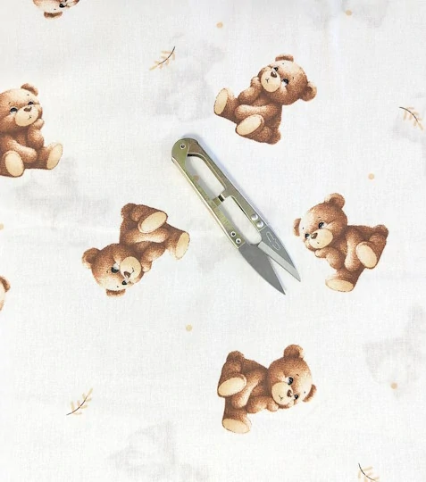 Bavlněná látka medvídek na bílé