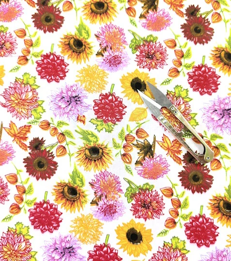 Bavlněná látka jiřiny