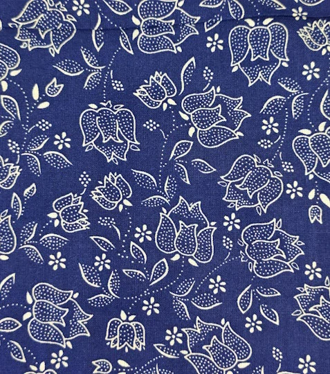 Bavlněná látka modrotisk tulipány