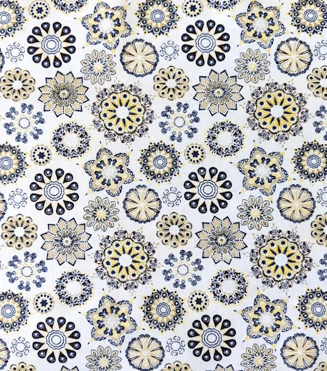 Bavlněná látka mandalky modré