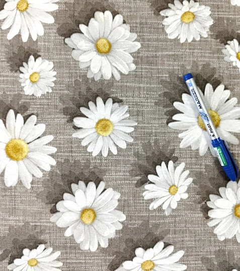 Dekorační látka kopretiny na béžové