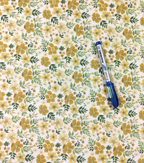 Dekorační látka digitální tisk kvítky žluté