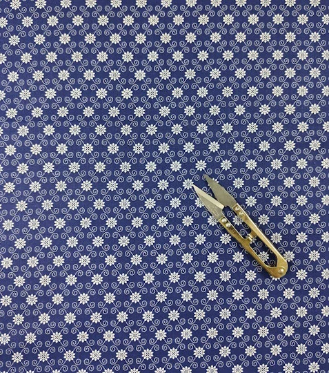 Bavlněná látka sedmikrásky mřížka modré