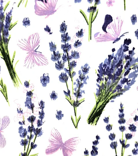 Bavlněná látka levandule kytice